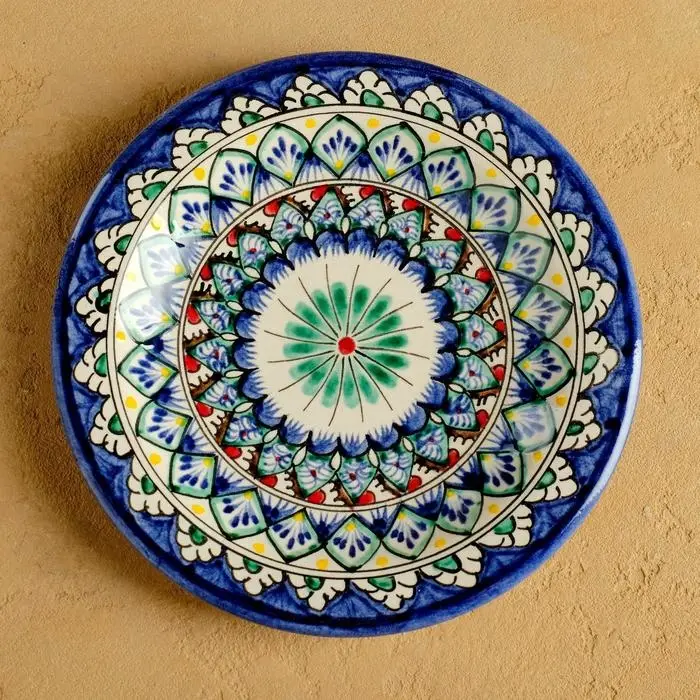 Тарелка узбекская Риштанская Керамика &laquo;Цветы&raquo;, d=17 см, МИКС