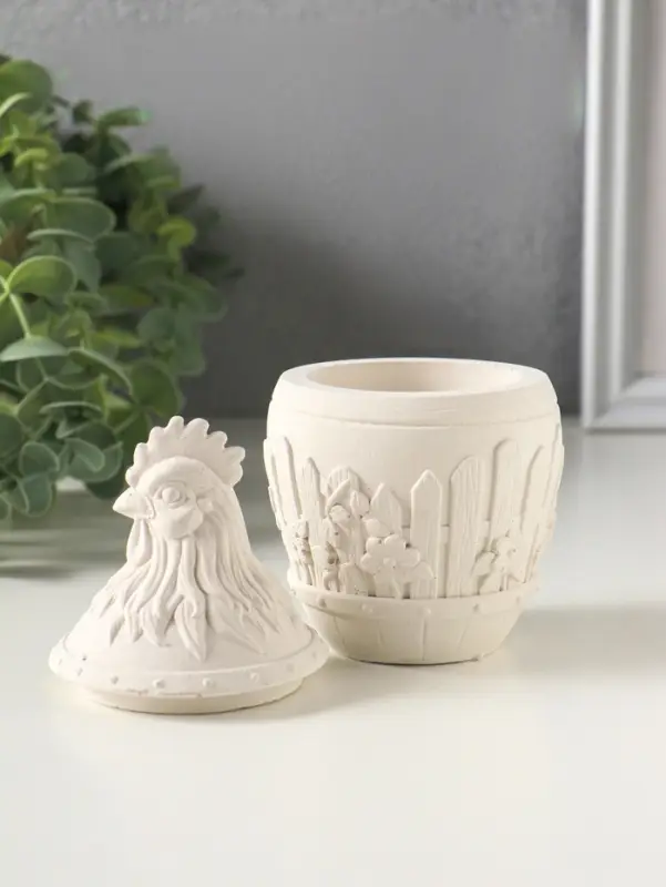 Шкатулка с крышкой для украшений &laquo;Петух&raquo;, 13&times;7 см, гипс