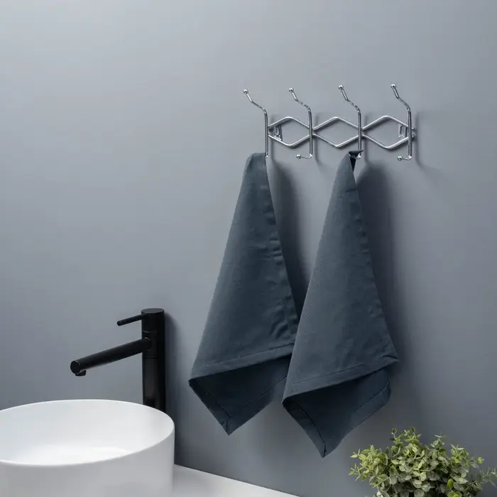 Вешалка настенная Доляна &laquo;Волна&raquo;, 4 двойных крючка, 29.5&times;12.5&times;7 см, хромированная