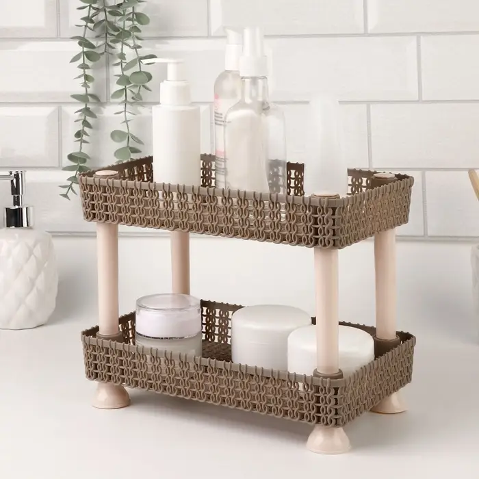 Органайзер для хранения косметики, двухуровневый, 24&times;15&times;20 см, МИКС