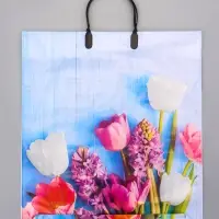 Пакет &laquo;Цветочный уют&raquo;, полиэтиленовый с пластиковой ручкой, 38&times;45 + 3 см, 90 мкм