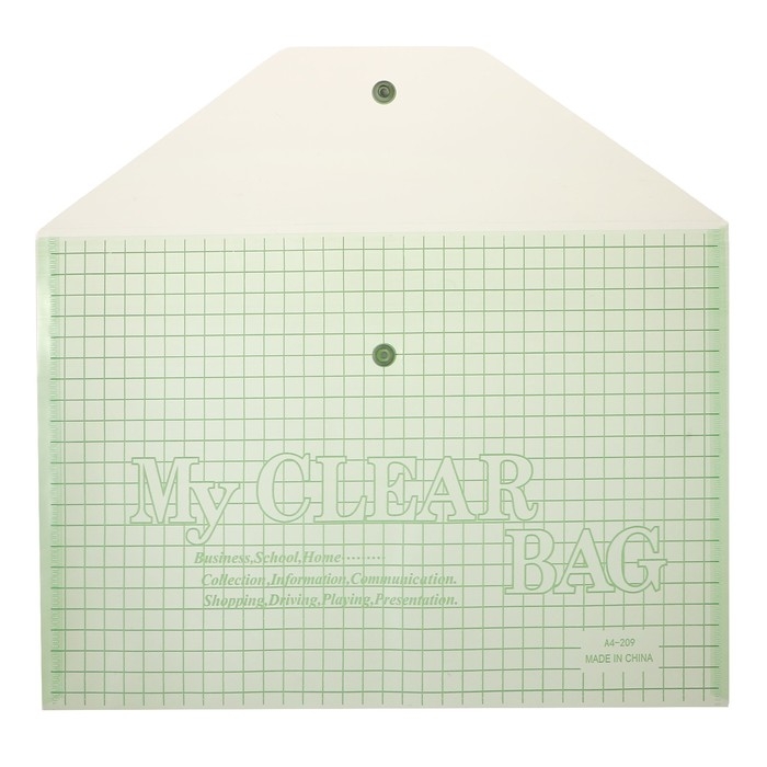 Набор папок-конвертов на кнопке А4, 140 мкр, 20 штук, клетка тонированная зелёная