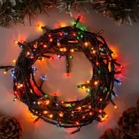 Гирлянда &laquo;Нить&raquo; 7 м, IP20, тёмная нить, 180 ламп, свечение мульти, 8 режимов, 220 В