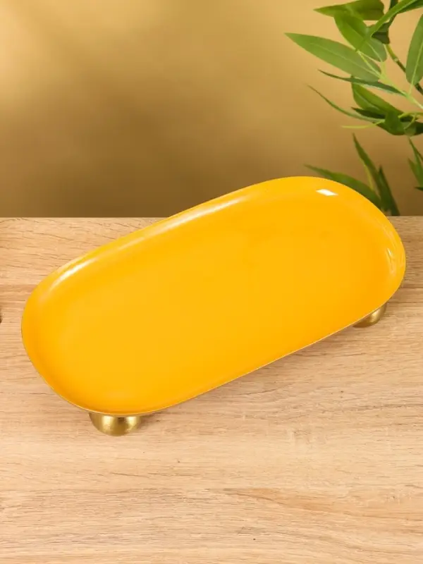 Блюдо сервировочное текстурное на золотых ножках сферах «Песок», 29×15.5×7 +/- 0.5 см