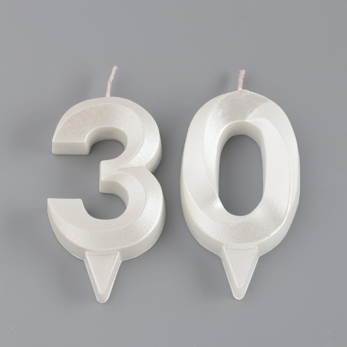 Свеча в торт юбилейная «Грань» (набор 2 в 1), цифра 30, жемчужный, 6.5 см Свеча в торт юбилейная «Грань» (набор 2 в 1), цифра 30, жемчужный, 6.5 см