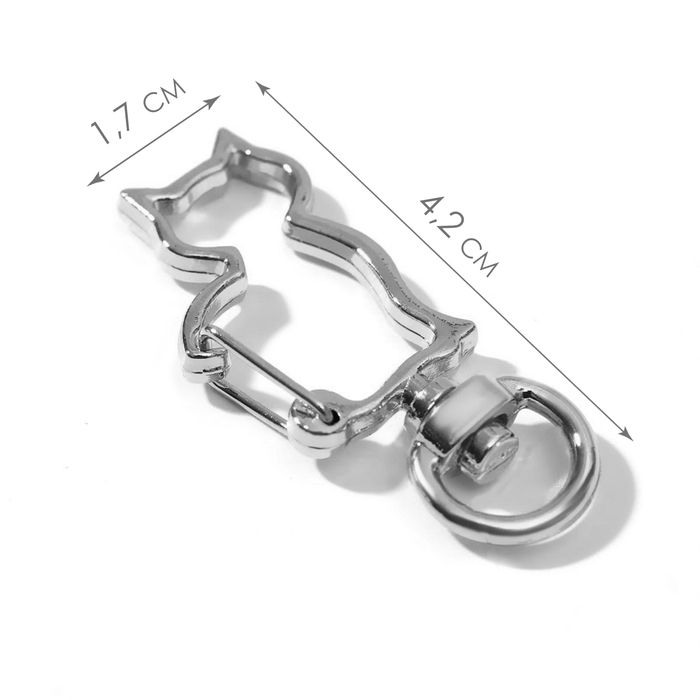 Карабин металлический «Кошка», 42 × 17 мм / 8 × 2,2 мм, 5 шт, цвет серебряный Карабин металлический «Кошка», 42 × 17 мм / 8 × 2,2 мм, 5 шт, цвет серебряный