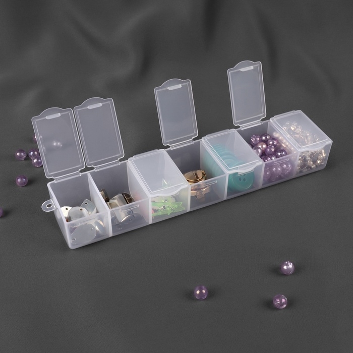 Контейнер для хранения мелочей, 19 × 4,5 × 3 см, с наклейками, цвет прозрачный Контейнер для хранения мелочей, 19 × 4,5 × 3 см, с наклейками, цвет прозрачный