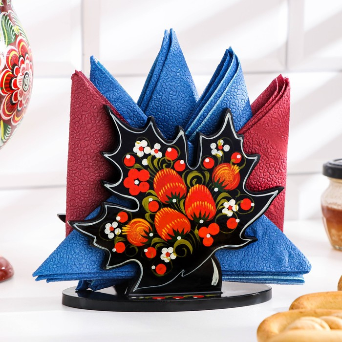 Салфетница «Клён», 12х12 см, хохлома Салфетница «Клён», 12х12 см, хохлома