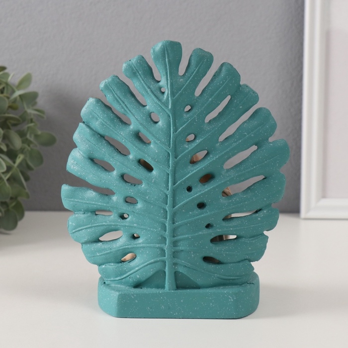 Сувенир полистоун  Сувенир полистоун "Хотейчик, ямочки на щёчках. Пальмовый лист" синий и беж 14,5х9х17,5 см