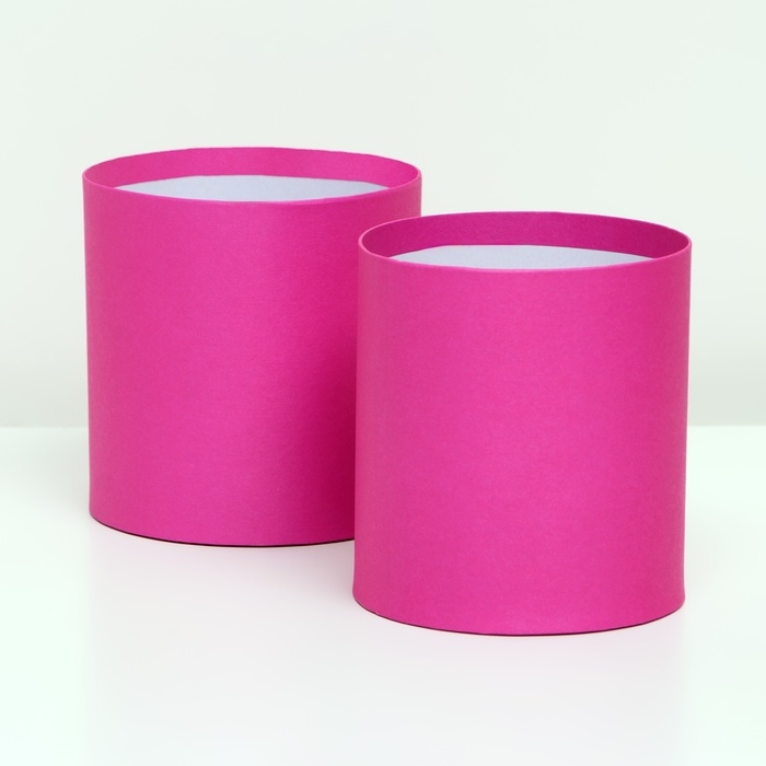 Набор круглых коробок 2в1 , Набор круглых коробок 2в1 ,"Фуксия", без крышки, 10 х 10 х 10,5 см
