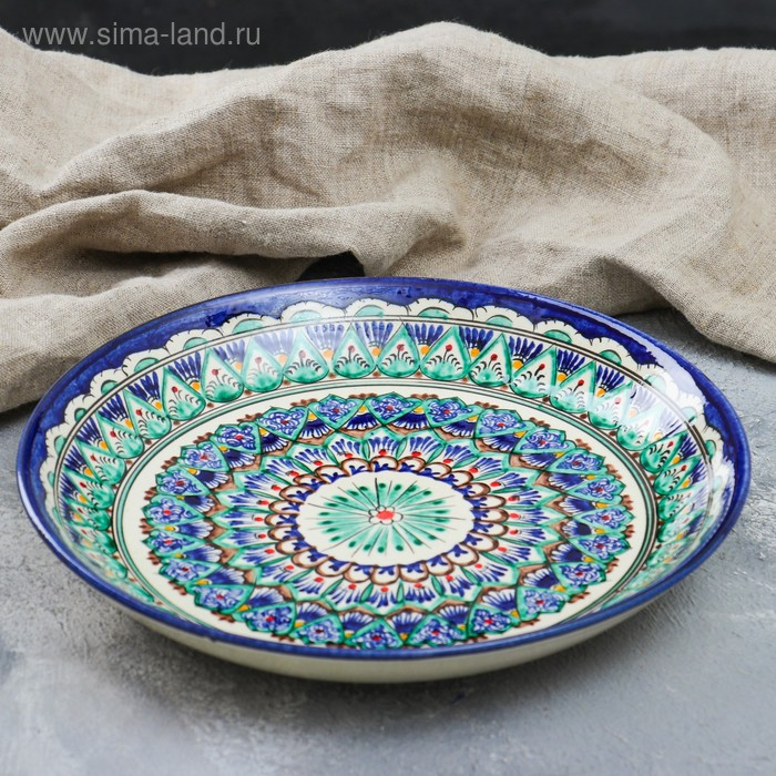 Ляган Риштанская Керамика  Ляган Риштанская Керамика "Узоры", 25 см, синий