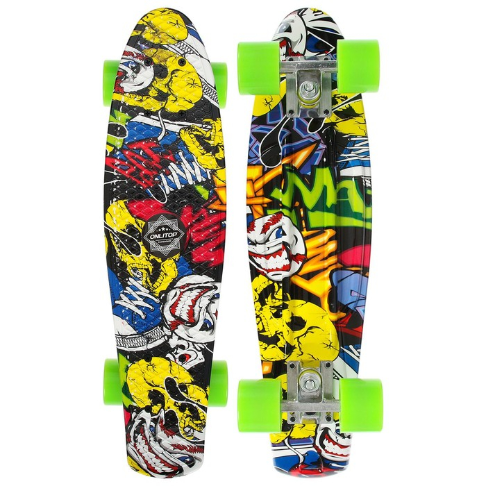 Пенниборд ONLITOP R2206, 56х15 см, колёса PU, АBEC 7, алюминиевая рама, цвет граффити Пенниборд ONLITOP R2206, 56х15 см, колёса PU, АBEC 7, алюминиевая рама, цвет граффити