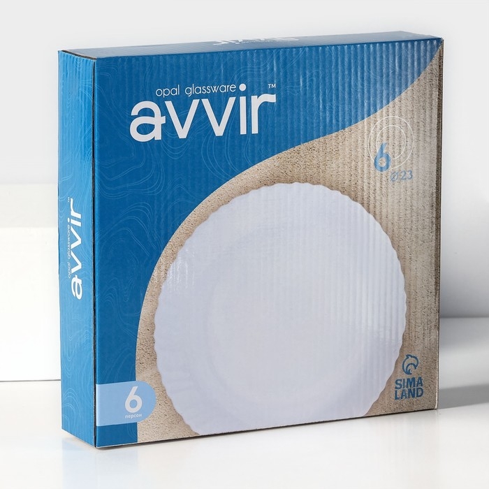 Набор обеденных тарелок «Дива», d=23 см, 6 шт, стеклокерамика, цвет белый Набор обеденных тарелок «Дива», d=23 см, 6 шт, стеклокерамика, цвет белый