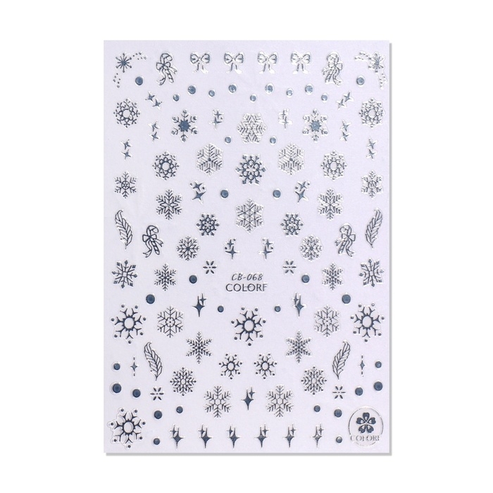 Новый год! Наклейки для ногтей «Снежинки», фольгированные, цвет серебристый Новый год! Наклейки для ногтей «Снежинки», фольгированные, цвет серебристый