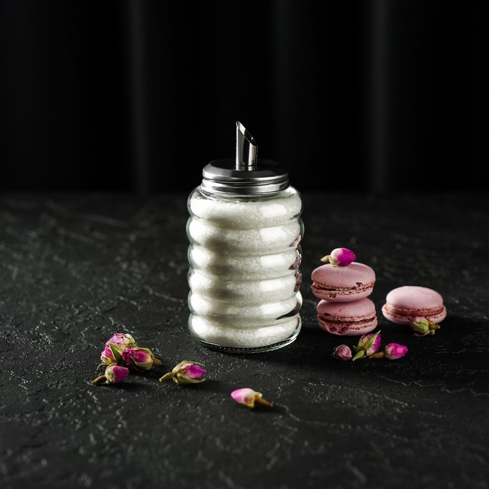 Сахарница стеклянная с дозатором Доляна «Волны», 280 мл, 7×13,5 см Сахарница стеклянная с дозатором Доляна «Волны», 280 мл, 7×13,5 см