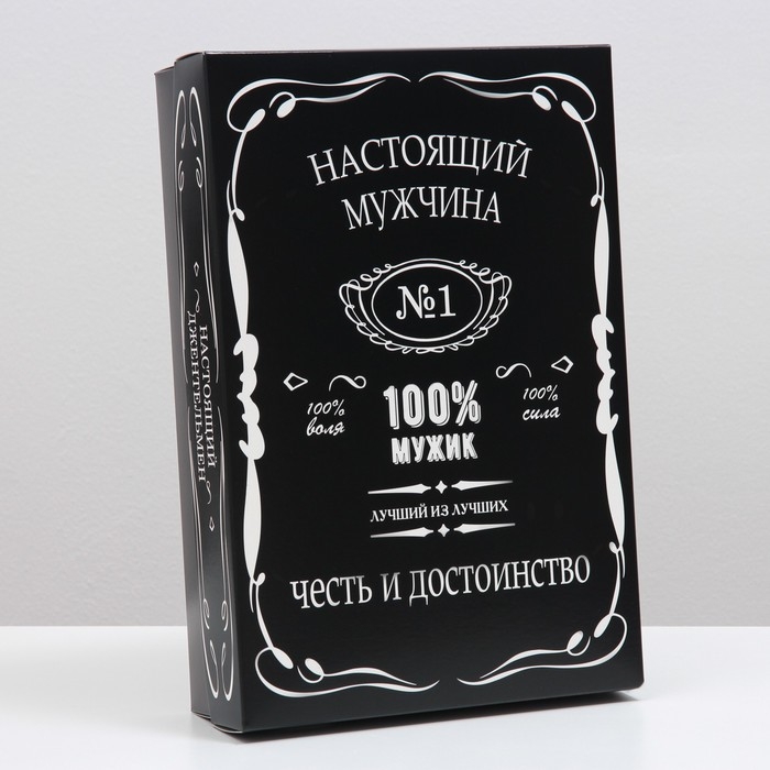 Коробка подарочная, крышка-дно, сборная Коробка подарочная, крышка-дно, сборная "100% Мужик", 30 х 20 х 7 см