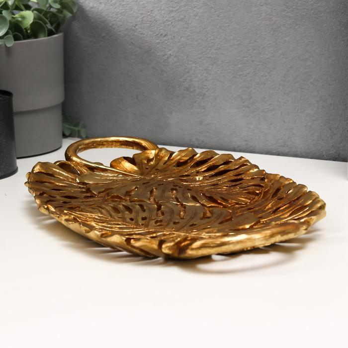 Подставка интерьерная полистоун Подставка интерьерная полистоун "Золотые пальмовые листья" 4х21,5х36 см