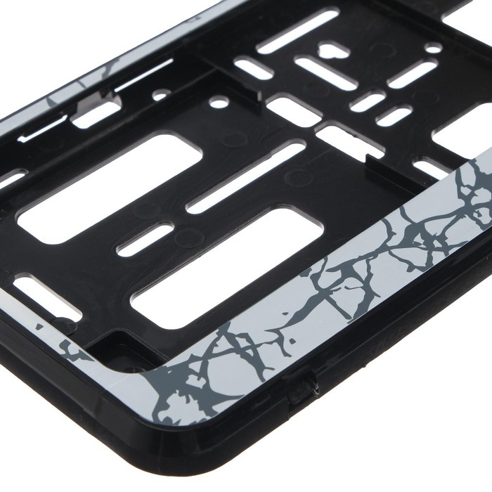 Рамка для автомобильного номера, книжка, белый мрамор