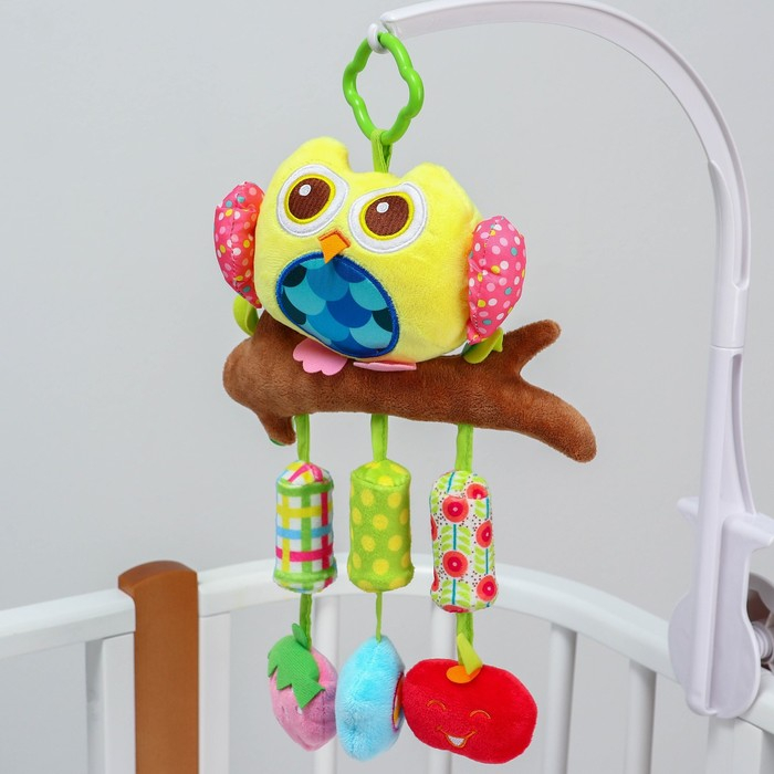 Подвеска - погремушка «Сова», с пищалкой, на кроватку, коляску, цвет МИКС, Крошка Я Подвеска - погремушка «Сова», с пищалкой, на кроватку, коляску, цвет МИКС, Крошка Я