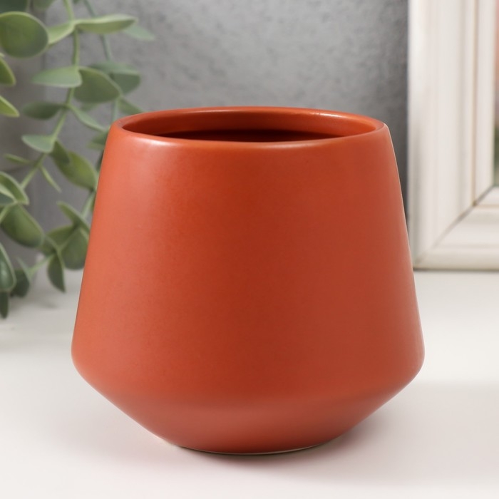 Банка для свечей керамика Банка для свечей керамика "Трапеция" оранжевый 9х9х10 см