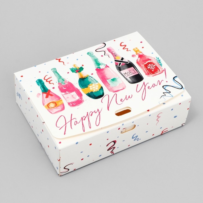Коробка подарочная новогодняя складная «Шампанское», 16.5 х 12.5 х 5 см, БЕЗ ЛЕНТЫ, Новый год Коробка подарочная новогодняя складная «Шампанское», 16.5 х 12.5 х 5 см, БЕЗ ЛЕНТЫ, Новый год