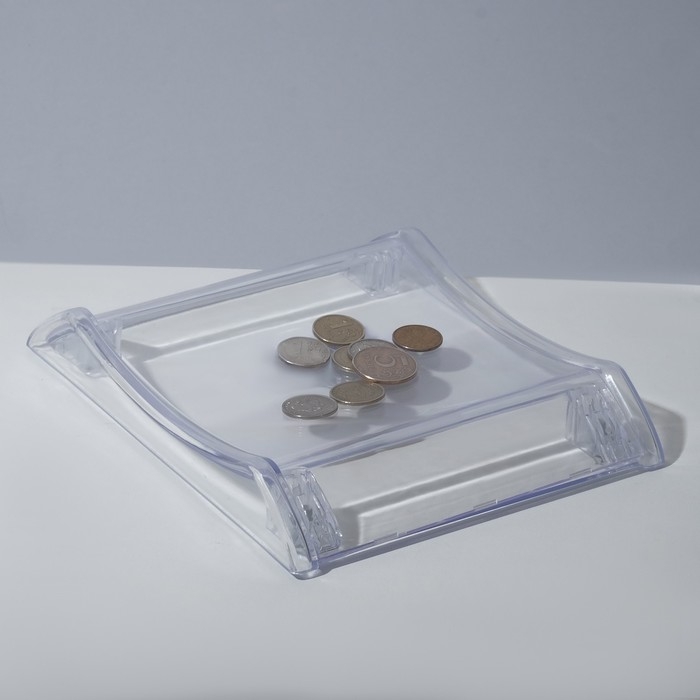 Монетница двухкомпонентная, с местом для рекламной вставки, 16,3×19,3×3, цвет прозрачный