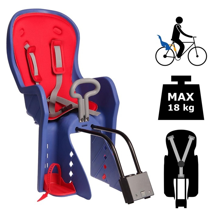 Велокресло заднее BQ-9 с ручкой, крепление на раму с кнопкой, цвет синий Велокресло заднее BQ-9 с ручкой, крепление на раму с кнопкой, цвет синий