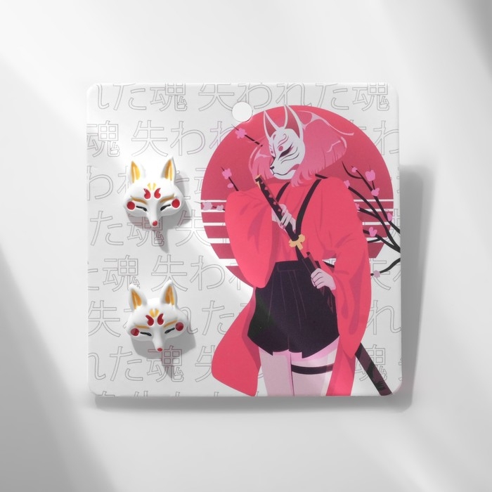 Серьги с эмалью «Япония» румяные лисицы, цветные в золоте Серьги с эмалью «Япония» румяные лисицы, цветные в золоте