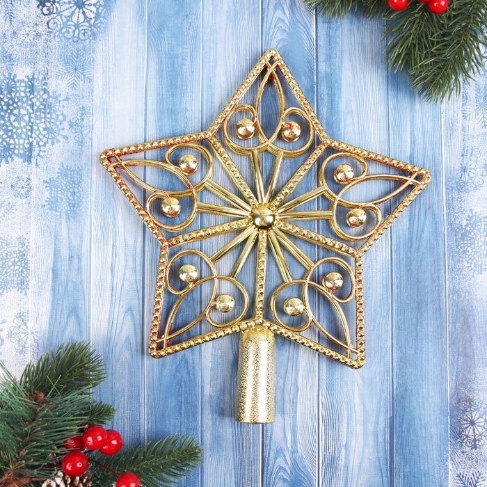 Наконечник Наконечник "Звезда завитки" 23,5х21 см, золотисто-красный