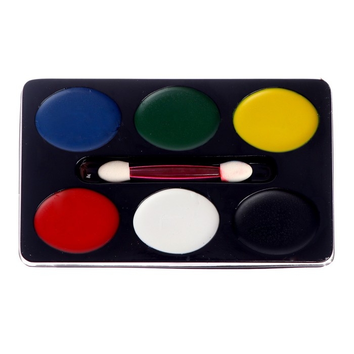 Краски-грим для лица и тела: 6 цветов + аппликатор Краски-грим для лица и тела: 6 цветов + аппликатор