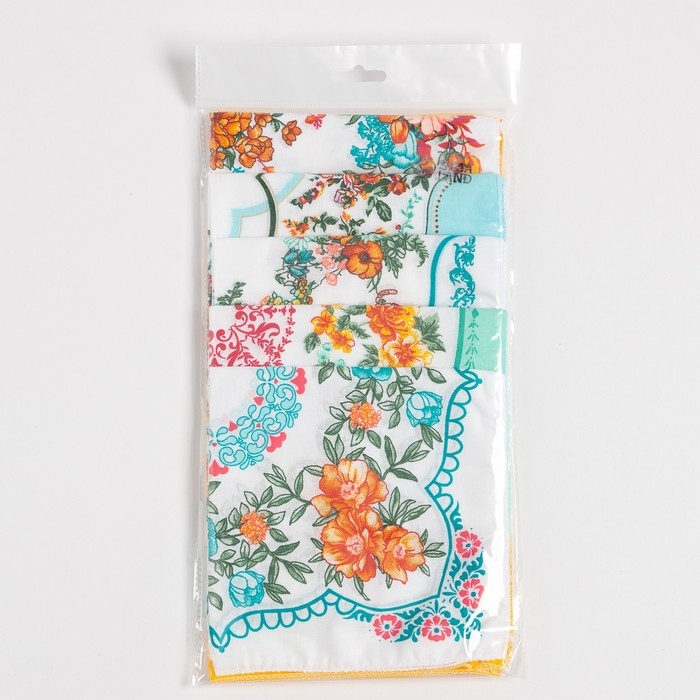 Платки носовые женские Этель  Платки носовые женские Этель "Цветочный узор" 30*30 см, (набор 12 шт), рис. МИКС,100% хлопок