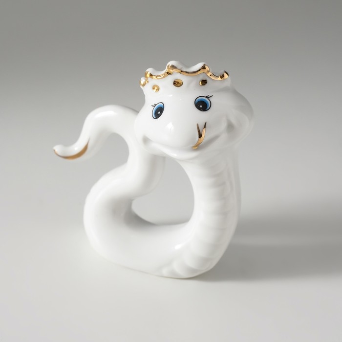 Сувенир керамика Сувенир керамика "Белая змейка в короне" с золотом 2,2х7х8,5 см