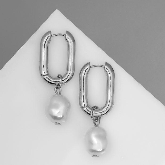 Серьги с жемчугом «Бусина» чувство нежности, цвет серебро Серьги с жемчугом «Бусина» чувство нежности, цвет серебро