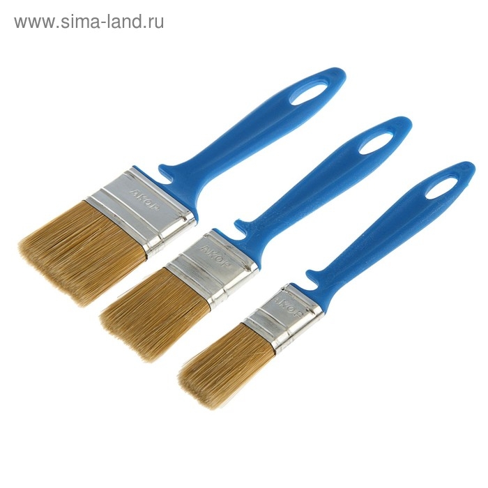 Набор кистей  Набор кистей "АКОР", натуральная щетина, пластиковая рукоятка, 25, 35, 50 мм, 3 шт.