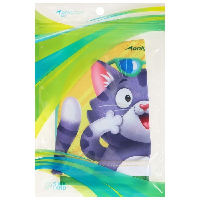 Шапочка для плавания детская ONLYTOP Swim «Кот и крокодил», тканевая, обхват 46-52 см