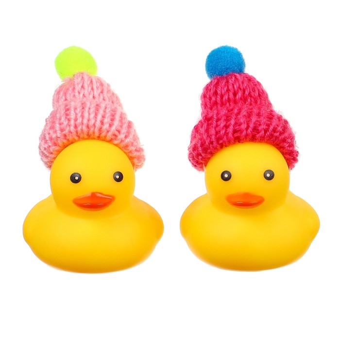 Набор резиновых игрушек для ванны «Уточки в шапке», 4 см, с пищалкой, 2 шт., Крошка Я Набор резиновых игрушек для ванны «Уточки в шапке», 4 см, с пищалкой, 2 шт., Крошка Я