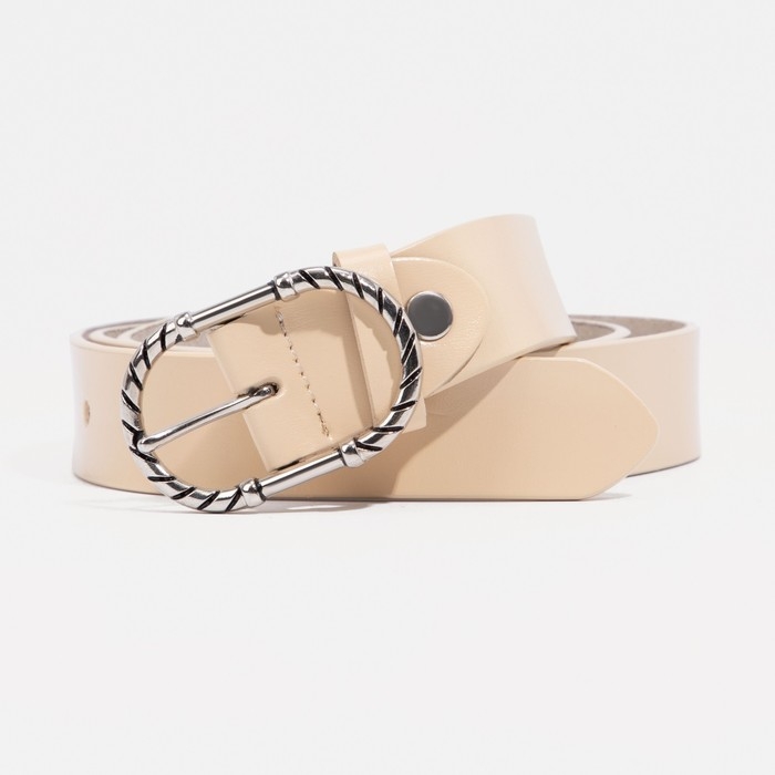 Ремень, ширина 3 см, винт, пряжка металл, цвет бежевый