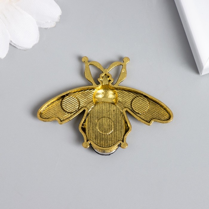 Декор для творчества металл, страз Декор для творчества металл, страз "Муха" золото 3,5х4,7 см