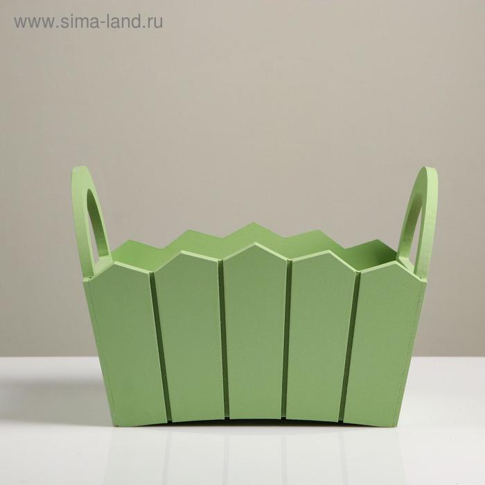Кашпо деревянное 25,5×16,5×17,5 см  Кашпо деревянное 25,5×16,5×17,5 см "Мария", ручки боковые, МДФ, оливка