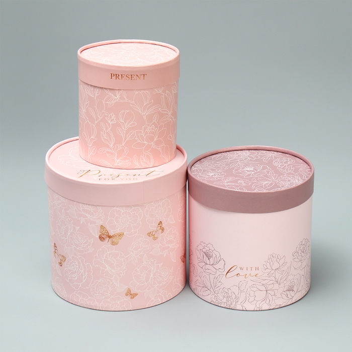 Набор шляпных коробок 3 в 1, упаковка подарочная, «Линейные цветы», 13 х 13 - 18 х 18 см Набор шляпных коробок 3 в 1, упаковка подарочная, «Линейные цветы», 13 х 13 - 18 х 18 см