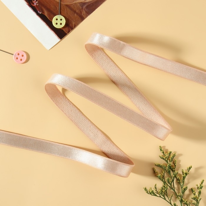 Резинка для бретелей, блестящая, 10 мм, 10 ± 0,5 м, цвет бежевый Резинка для бретелей, блестящая, 10 мм, 10 ± 0,5 м, цвет бежевый