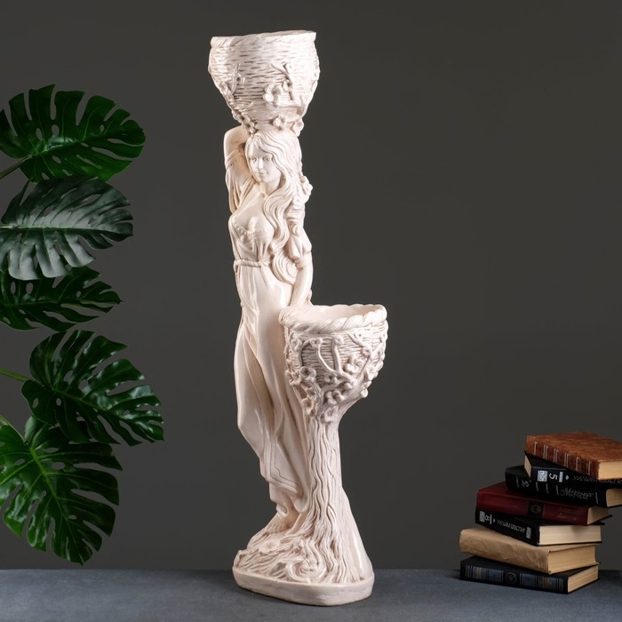 Фигура  Фигура "Девушка с двумя кашпо", 1,2 л/0,9 л/20х29х96см состаренный