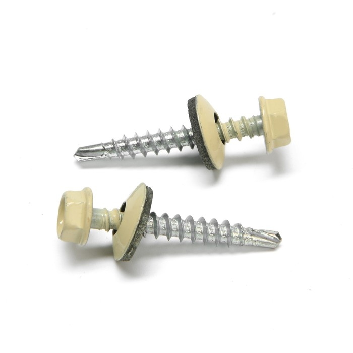 Саморезы кровельные 4,8х35 мм, RAL1014 цвет бежевый, 250 шт. Саморезы кровельные 4,8х35 мм, RAL1014 цвет бежевый, 250 шт.