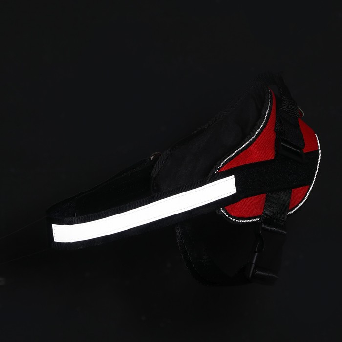 Шлейка К9 мягкая светоотражающая, размер ХL, ОГ 80-95 см, вес 30-45 кг, красная Шлейка К9 мягкая светоотражающая, размер ХL, ОГ 80-95 см, вес 30-45 кг, красная