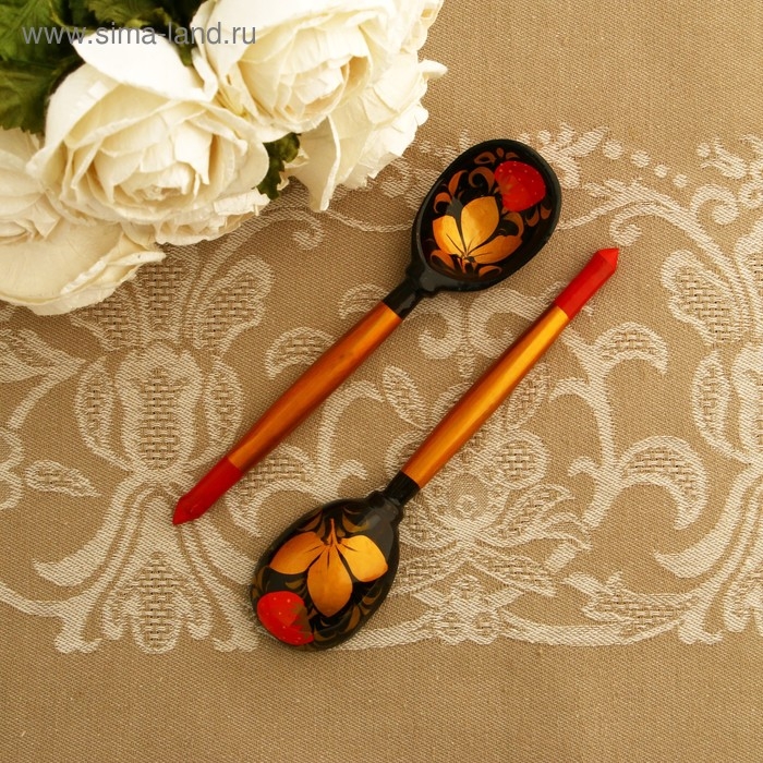 Ложка маленькая  Ложка маленькая "Хохлома", традиционная роспись