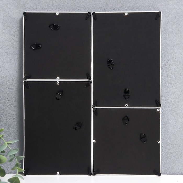 Фоторамка на 4 фото 10х10, 10х15 см  Фоторамка на 4 фото 10х10, 10х15 см "Классика" белая набор 4 шт 31,5х26 см