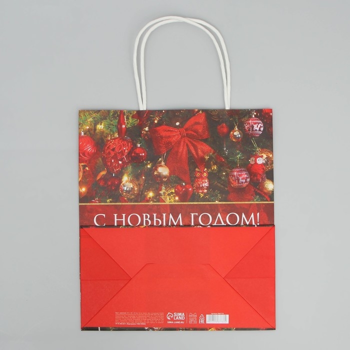 Пакет подарочный новогодний крафтовый «С Новым годом!», 22 х 25 х 12 см, Новый год Пакет подарочный новогодний крафтовый «С Новым годом!», 22 х 25 х 12 см, Новый год