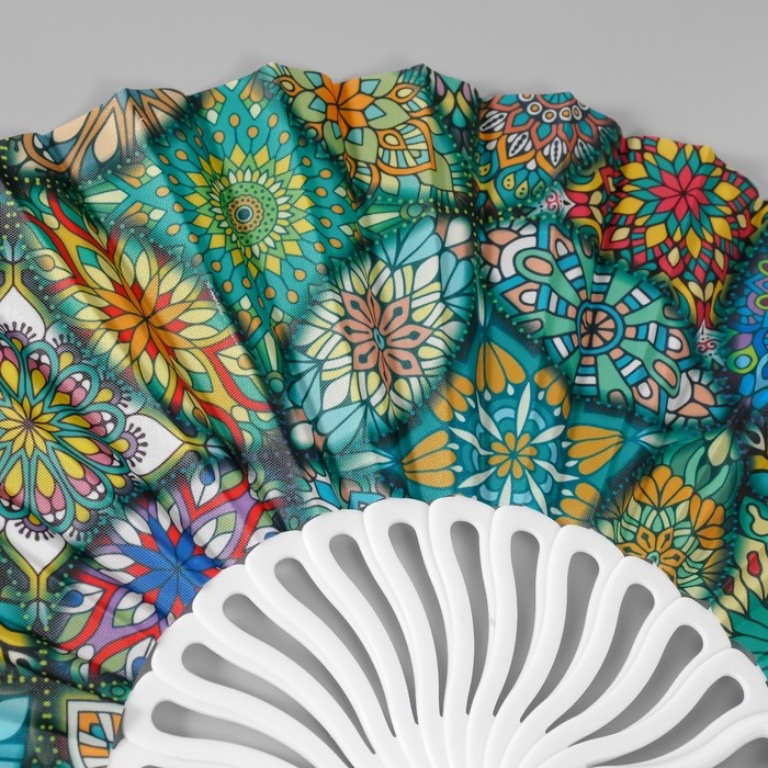 Веер пластик, текстиль  Веер пластик, текстиль "Восточный орнамент" МИКС 23 см