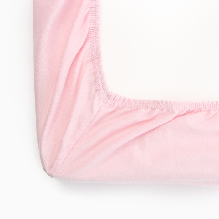 Трикотажная простыня на резинке 140х200х20см, розовый, кулирка 120г/м, хл100% Трикотажная простыня на резинке 140х200х20см, розовый, кулирка 120г/м, хл100%