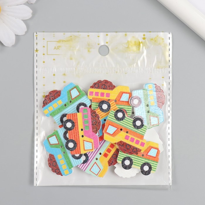Пуговицы дерево для творчества 2 прокола Пуговицы дерево для творчества 2 прокола "Самосвал" набор 15 шт 3,2х2,7 см
